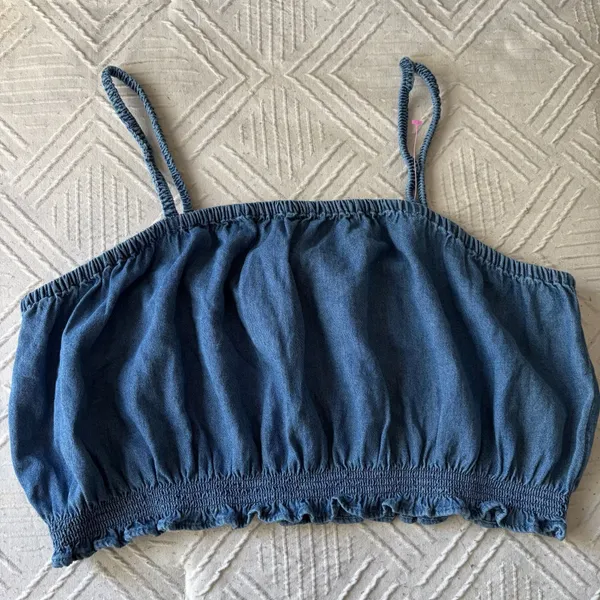 American Eagle Denim NWT Smocked Crop Top Size XL - Image 5