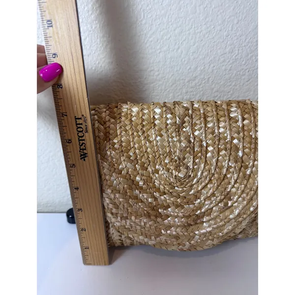 Straw Woven Clutch Bag Womens OS‎ Tan Natural Boho Coastal Cottagecore Neutral - Image 2