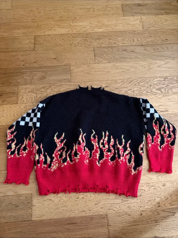 S - Unbranded - Women's Black & Red Racing Graphic Sweater oversized - Image 8