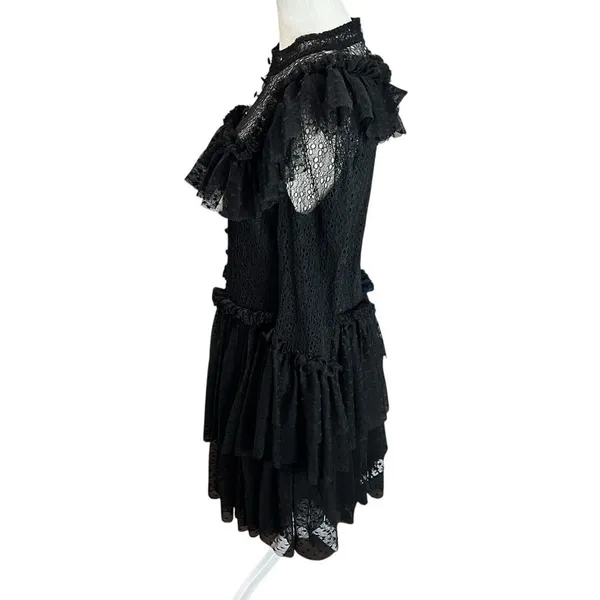 Sandra Mansour x H&M Black Tulle Lace Mini Dress Gothic Large L - Image 7