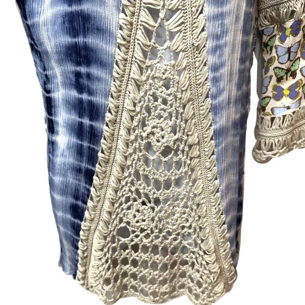 John‎ Mark Boho Crochet Butterfly Blouse Size Medium Top - Image 4