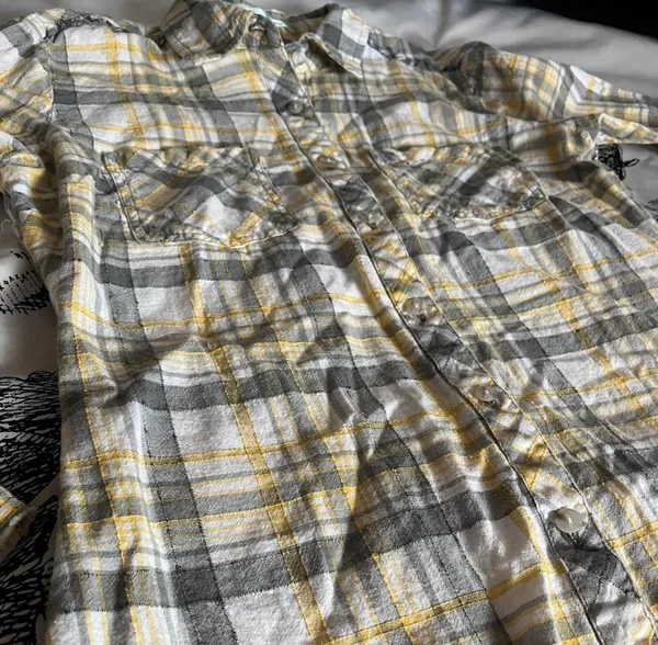 Maurices yellow plaid button-up shirt - Image 6