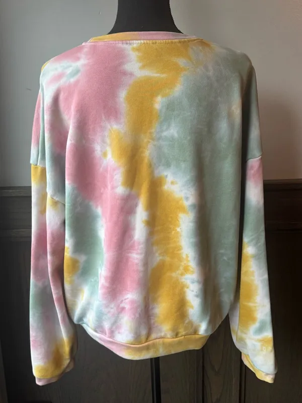 LE LIS Nordstrom Tie-Dye Crew neck Sweatshirt Large EUC - Image 3