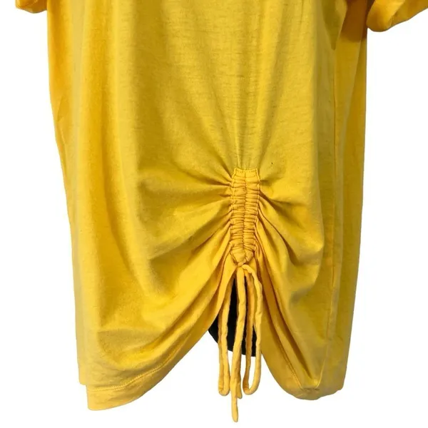 SUNDANCE Marigold Drape Ruched Hem Short Sleeve Crew Neck Shirt - Image 3