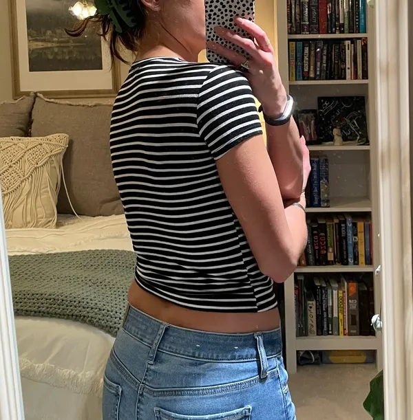 Black Striped Crop Top Size XS - Image 2
