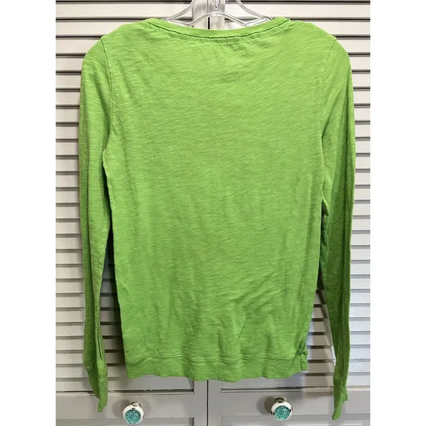 Aeropostale Lime Green V Neck Sequins Long Sleeve Top Size Small Lightweight - Image 5