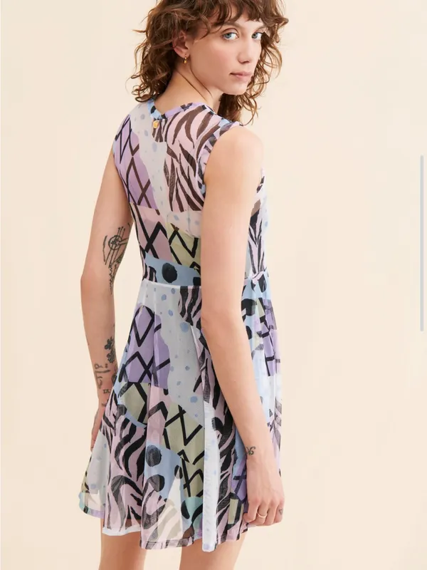 Free People x Mola Mola Disco Alley Maya Dress Sheer Tulle Mesh Sz M Resortwear - Image 2