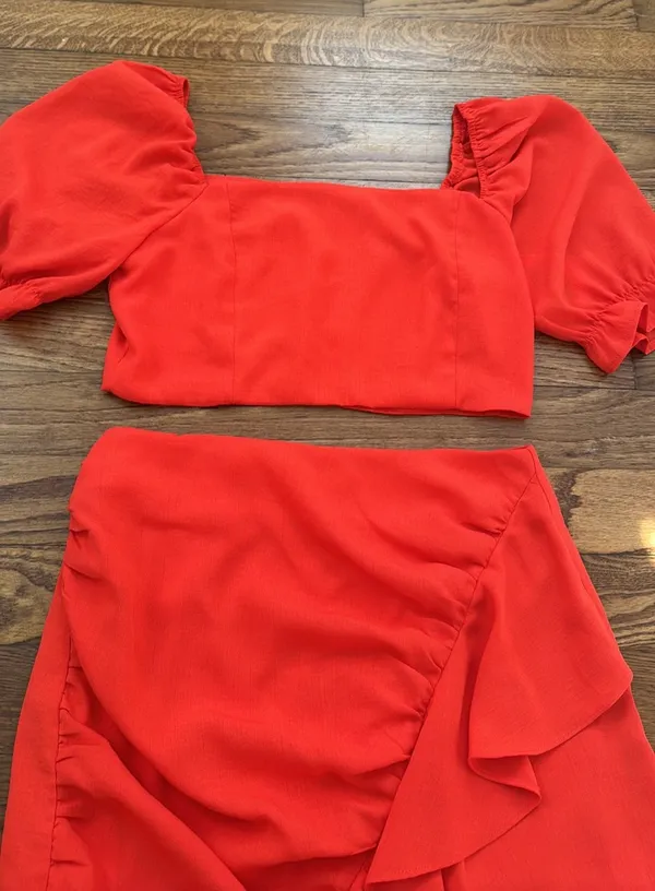 Cloud Ten NEW Orange Two Piece Skirt Set - Image 3