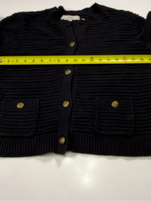 LOFT Black Button-Front Knit Cardigan Size Medium - Image 4
