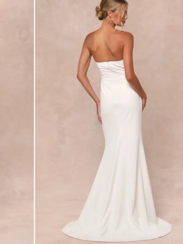 LULU's Bridal Wedding Sexy Minimal Elegant Strapless Sophisticated Mermaid Gown - Image 4