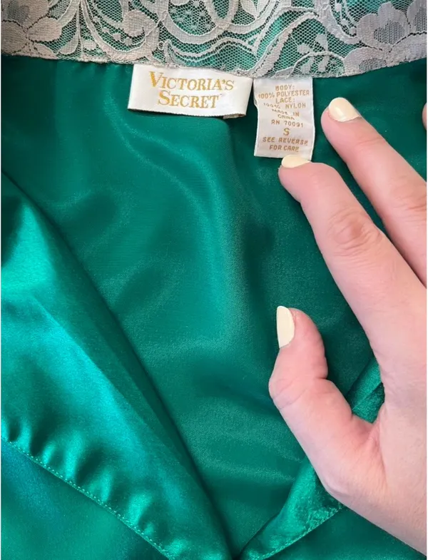 Victoria's Secret Gold Label Vintage Green Pajama Top - Image 3