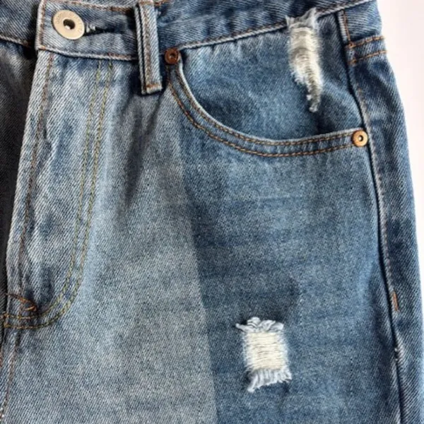Dance & Marvel Jeans Women's M Blue Distressed Raw Hem Wide Leg High Rise Ankle - Image 6