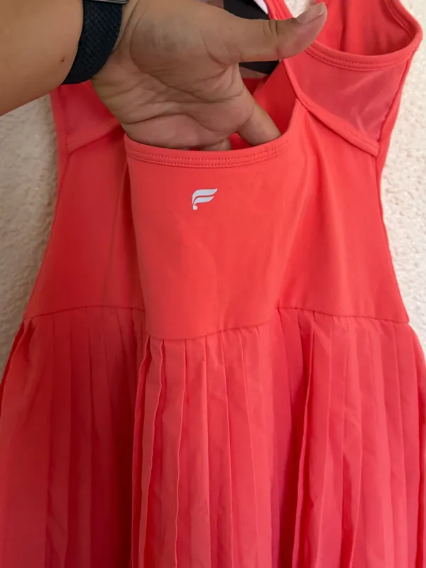 Fabletics Hot Shot Pleated Dress Classic Coral Pink Mini Dress W/ shorts size S - Image 8