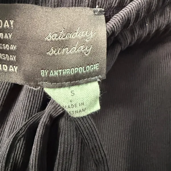 Anthro Saturday Sunday‎ S Black Ribbed Knit Harem Jogger Pants Lounge Streetwear - Image 6