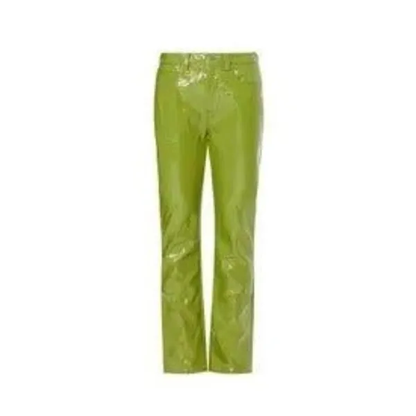 RTR SZ 30/10 green faux leather straight leg simon miller pants trouser patent - Image 3