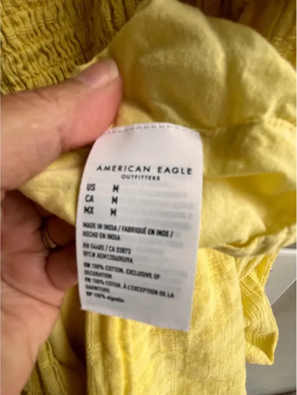 American Eagle Yellow Tiered Smocked Dress Size Medium - Image 9
