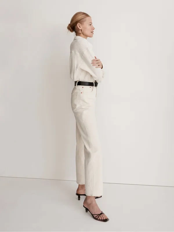 Madewell Waffle Knit Shirt Jacket Antique Cream Shacket Women's Medium NI105 - Image 4