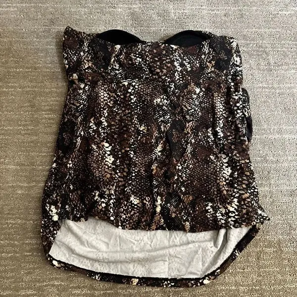 Motherhood Maternity Snake Print Brown Black Strapless Swim Top Medium - Image 2