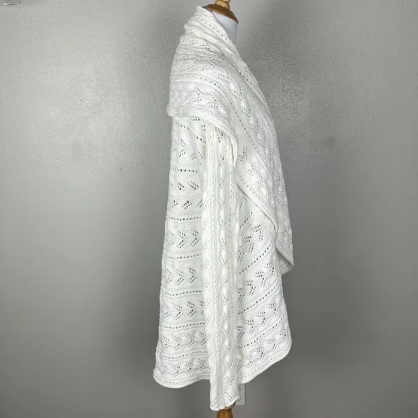 CAbi Cardigan Sweater Large Ivory Cotton Open Knit Crochet Draped Preppy Boho L‎ - Image 5