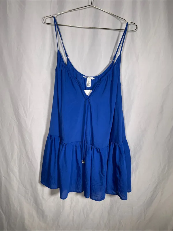 H&M Womens Blue Strappy Mini Dress Medium New - Image 2
