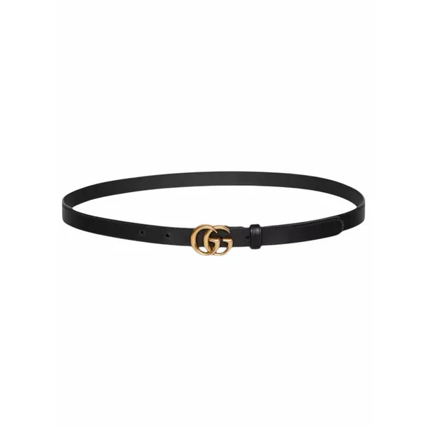 Gucci GG Logo Buckle Marmont Thin Belt Black Smooth Leather Size 80cm/32" - Image 3