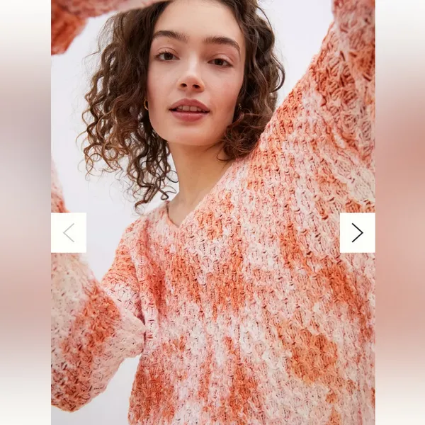 Anthropologie Pilcro Christian V-Neck‎ Sweater size small coral color Oversized - Image 3