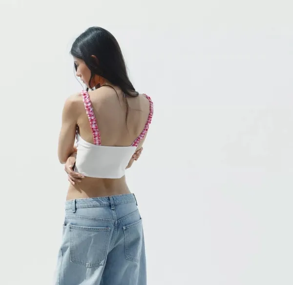 ZARA Gingham Corset Top - Oyster White - Image 3