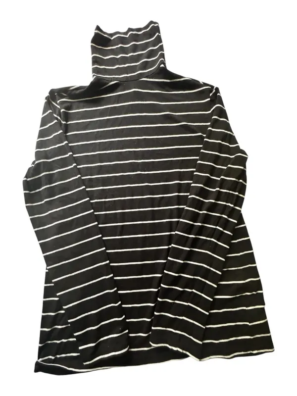 Gap Women’ Striped Black & White Long Sleeve Turtleneck Top Sz L - Image 3