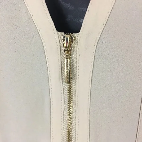 Anne Klein champagne roll sleeve zip neck blouse - Image 6