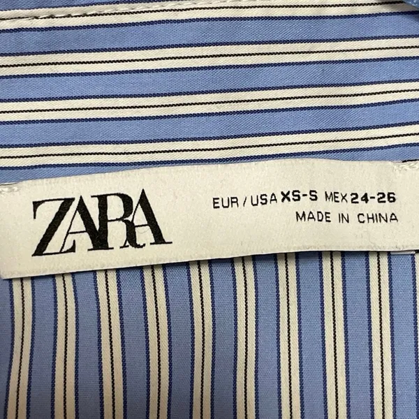 Zara Women's Cream Blue Long Sleeve Striped Contrast Shirt Sweater Top Size XS - Image 4