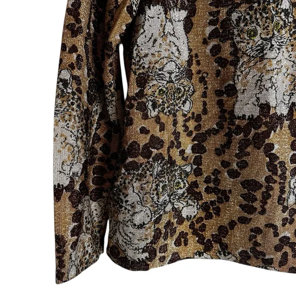 Vintage Lady Manhattan 70s Baby Leopard Novelty Top Boho Chic Animal Print - Image 4