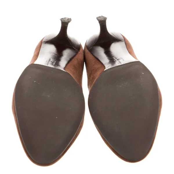 Salvatore Ferragamo Brown Suede Round Toe Kitten Heel Pumps - Image 5