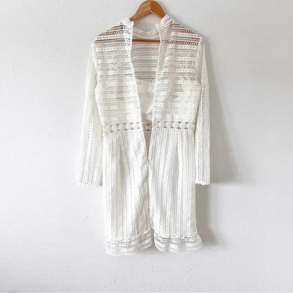 Bardot Vivian White Lace Long Sleeve Wedding Bridal Shower Cocktail Mini Dress - Image 8