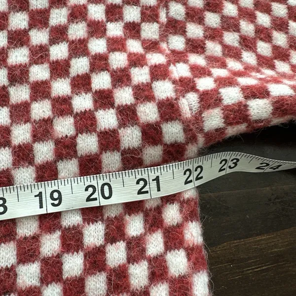 Madewell Checkerboard Jacquard Pullover Sweater S Alpaca Boxy Scarlet - Image 8