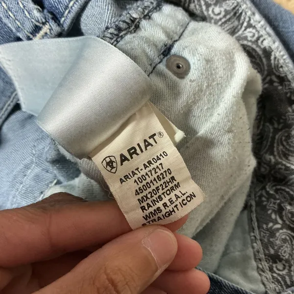 Ariat REAL Straight Icon Jeans Womens 29R Blue Rainstorm Western Denim Mid Rise - Image 3