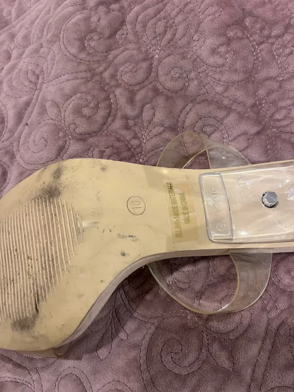 X2 Clear Strap Nude Heeled Mules Tan Size 10 - Image 4
