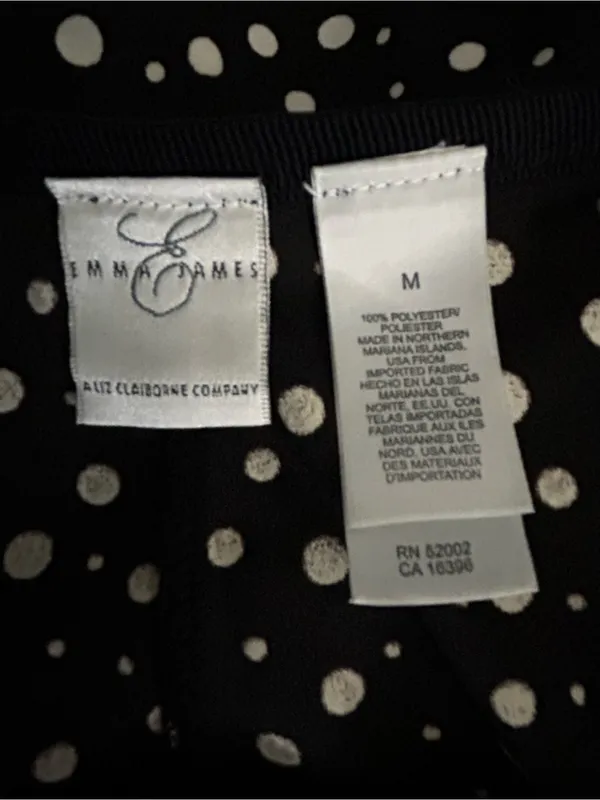 Emma James By Liz Claiborne Women's Black Polka Dot A-Line Skirt MD - Image 7