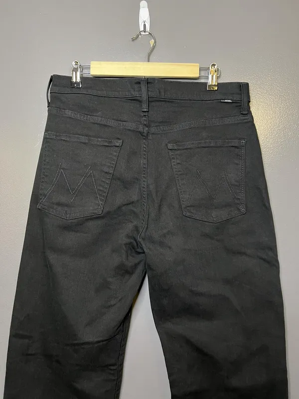 Mother The Dodger Sneak Jeans Womens 30 Black Dark Wash Straight Relaxed Denim - Image 4