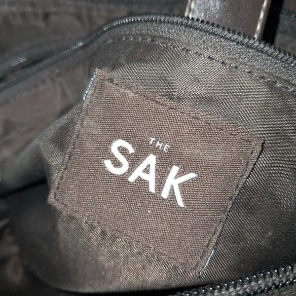 The Sak Brown Woven Tote Shoulder Bag with Leather Trim - Image 3