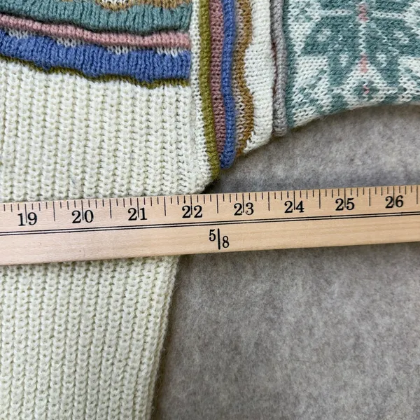 Vintage Fair Isle Sweater Womens XL Cream Nordic Grandpacore Cabin Cottagecore - Image 5