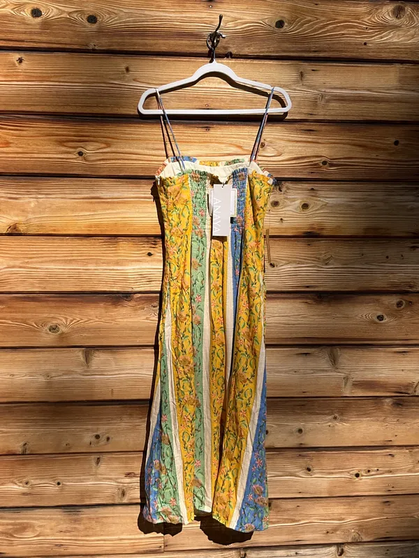 Few Moda Anaya Size 4 Multi Color Yellow Blue Midi Dress - Image 12