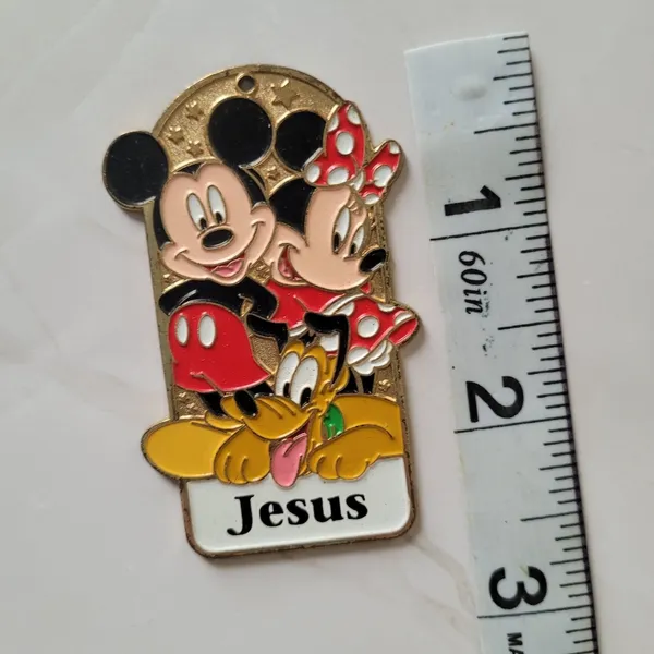 Vintage Disney Mickey Minnie Best Friends Jesus Name Keychain Charm - Image 5
