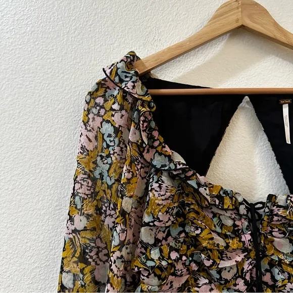 Free People Mabel Printed Blouse in Black Combo Size Small‎ Floral - Image 6