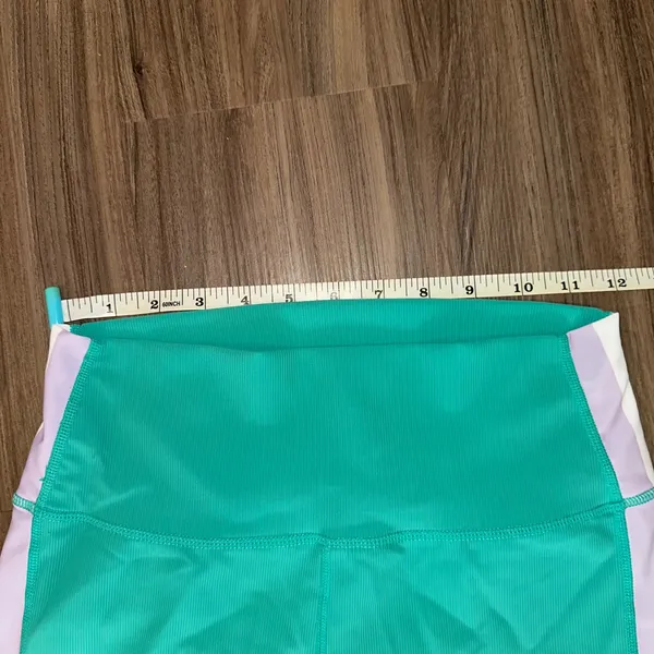 WILO‎ Teal Green Athletic Leggings Women's Size L Colorblock Side Stripe - Image 7