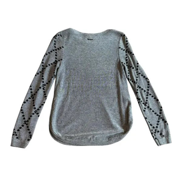 Desigual Grey Pullover Sweater Bohemian Print Stud Stretch Wool Blend Sz Medium - Image 6
