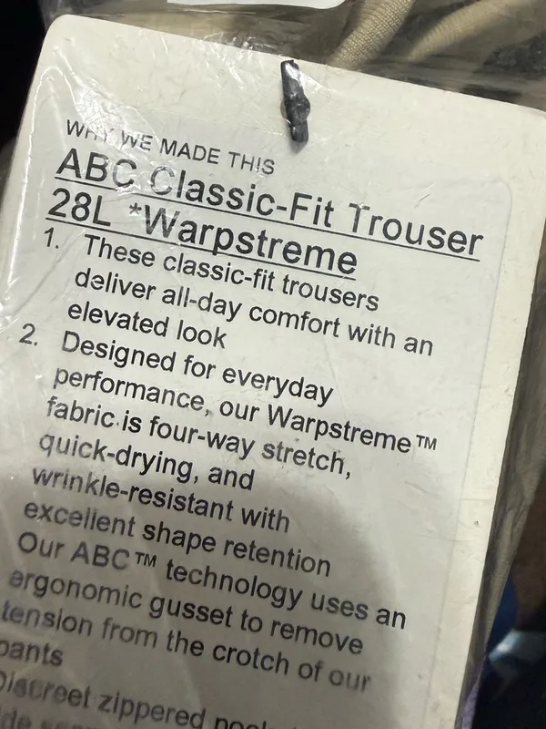 Lululemon ABC Classic-Fit Trouser 28L Warpstreme Size 33 - Image 9