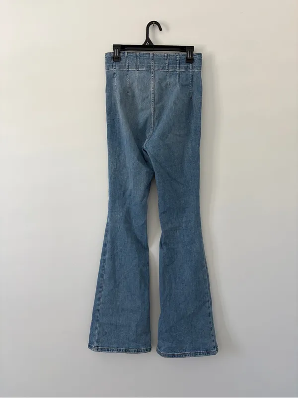 Free People We The Free Jayde High Rise Flare Jeans Sunburst Blue 29 - Image 5