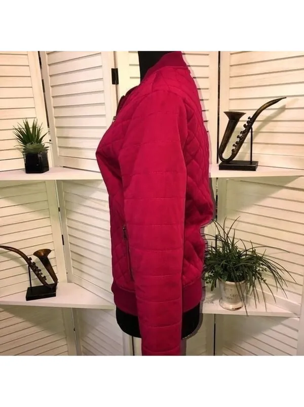 RVCA Bomber jacket oversized burgundy quilted tapestry cotton 90's Y2K grunge punk XS - Image 4