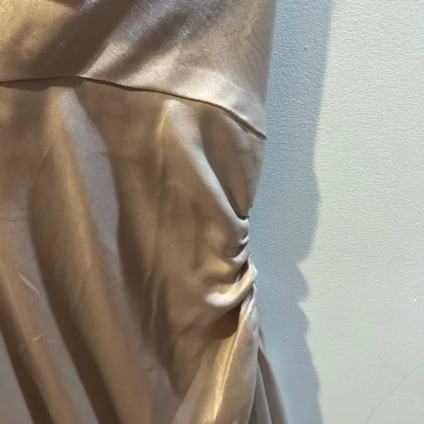 Zara Satin Cowl Neck Maxi Dress - Champagne Beige - Image 2