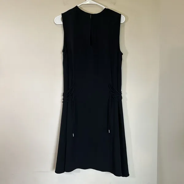 Theory Dress Kensington 6 Womens‎ Black Crepe Side Lace Up Tie Sleeveless - Image 9